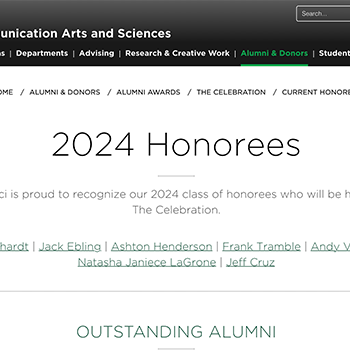 MSU ComArtSci The Celebration Current Honorees webpage