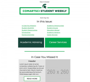 MSU ComArtSci Student Weekly - Template design